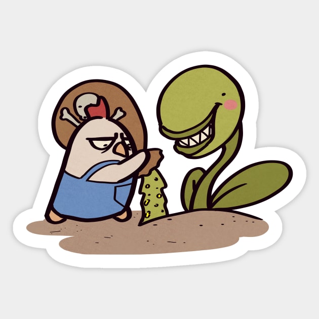 Angry Chicken Fertilizing Plant Sticker by ThumboArtBumbo